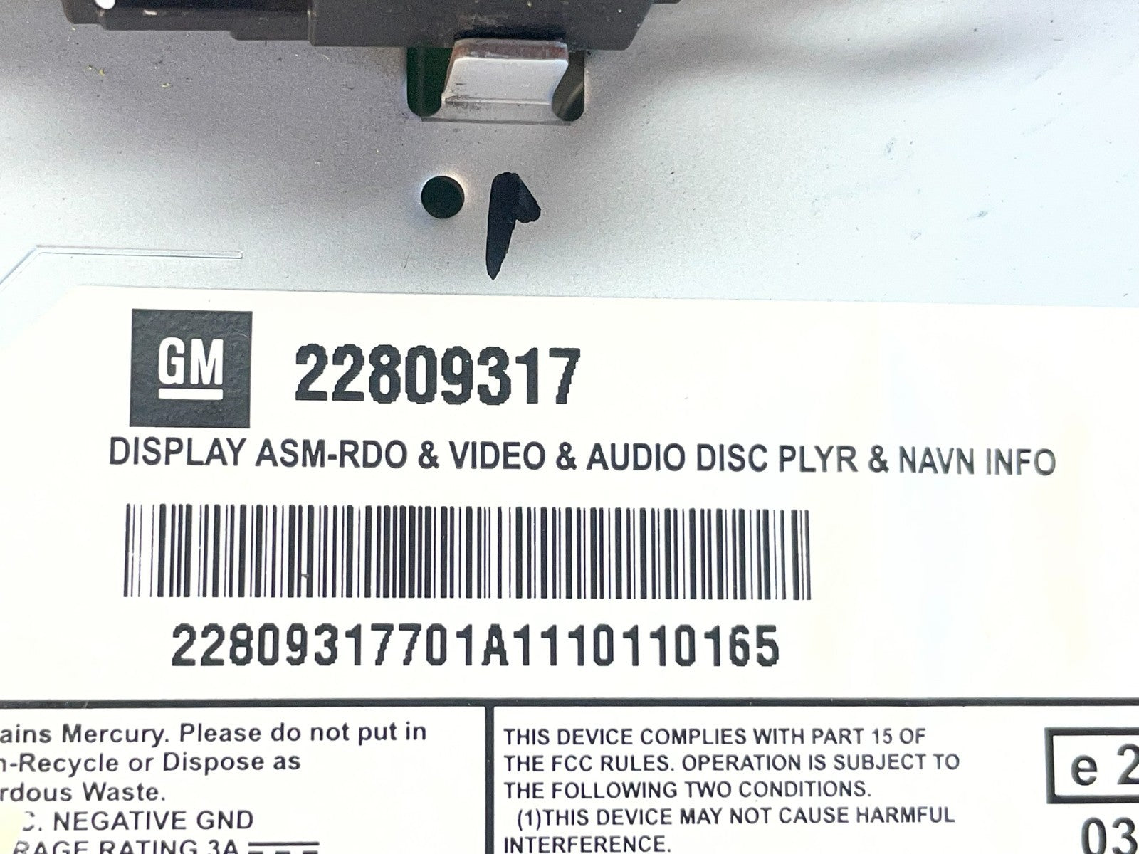 2008 to 2012 Cadillac SRX CTS Audio Radio Screen Display Player af5601 DG9