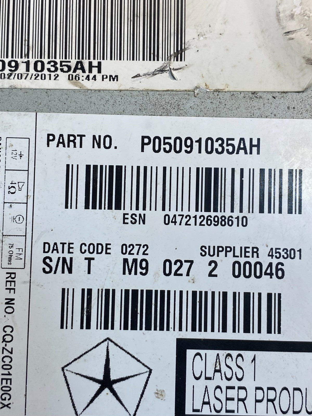 2011 - 2013 Dodge Journey Radio Info Media CD Player Unit AD7565 DG6