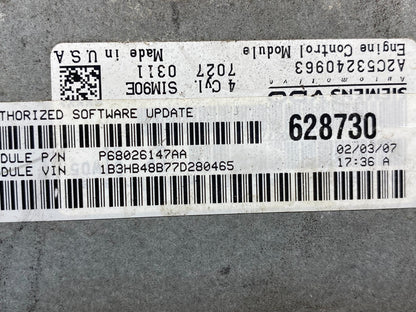 2007 to 2010 Dodge Caliber ECM Engine Computer Module ECU ae0113 DG2