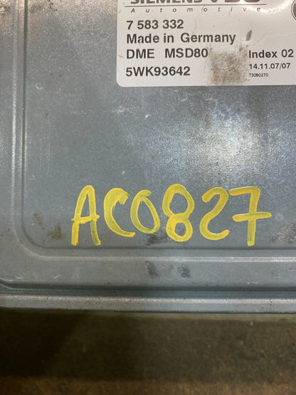 2007 to 2010 BMW N54 335i 535i Engine ECU ECM Computer Module 7583332 AC0827 DG3