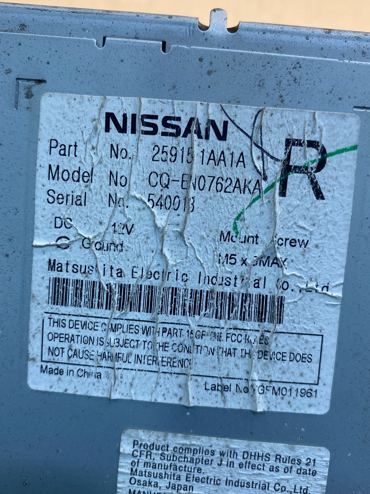 2009-2012 Nissan Murano AM FM CD Player Radio Receiver ae7879 DG6