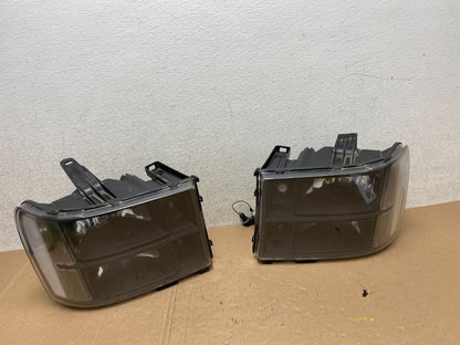2007 - 2014 GMC Sierra Left+Right Side Black Halogen Headlights Q1572 DW0