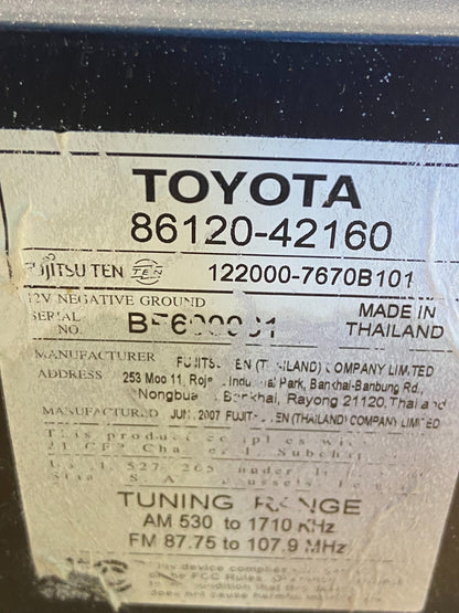 2006 to 2008 Toyota RAV4 Audio Equipment Radio Receiver ae4699 DG6