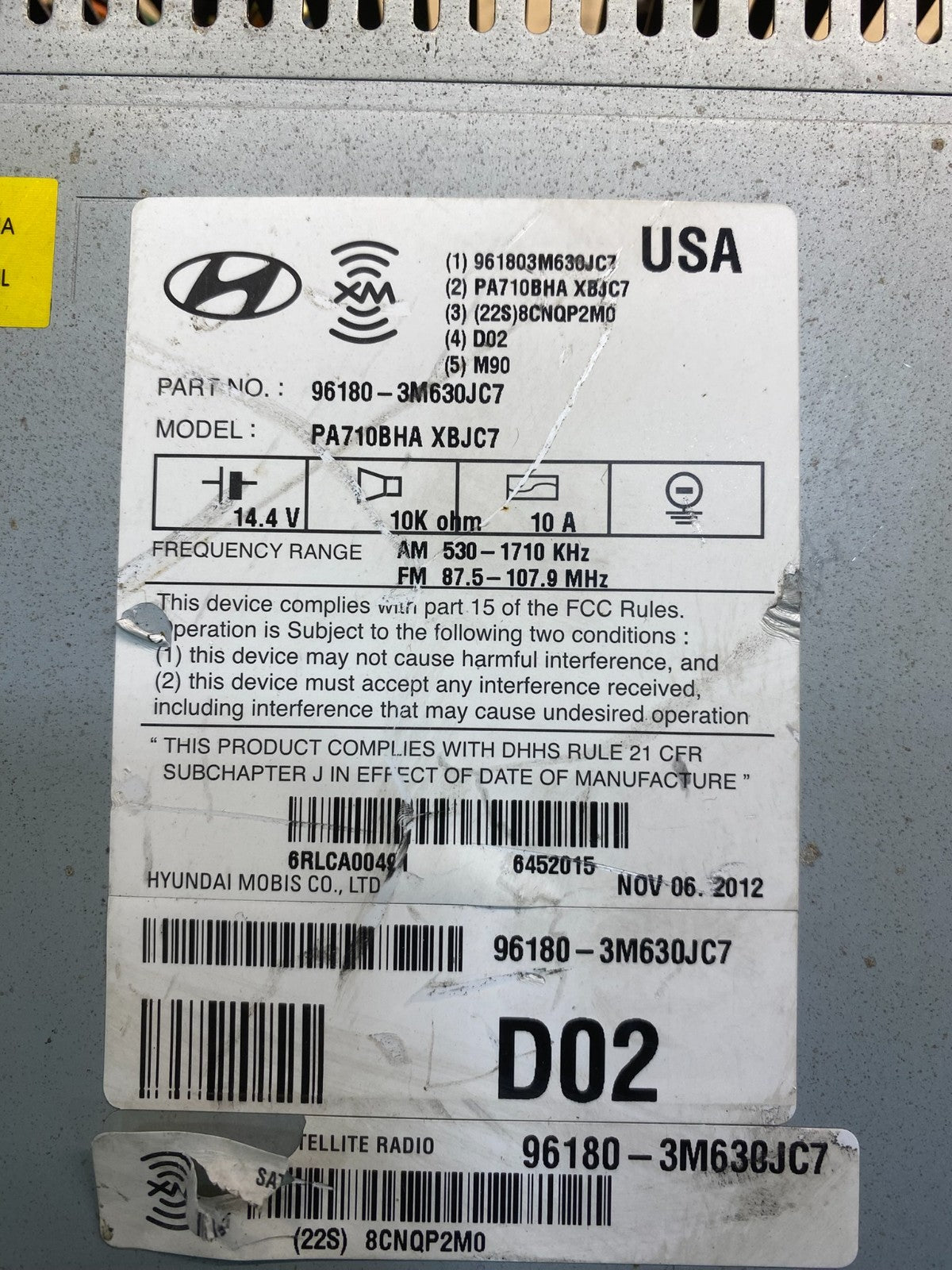 2011-2014 Hyundai Genesis Am Fm Cd Player Radio Receiver OEM ab7457 DG6
