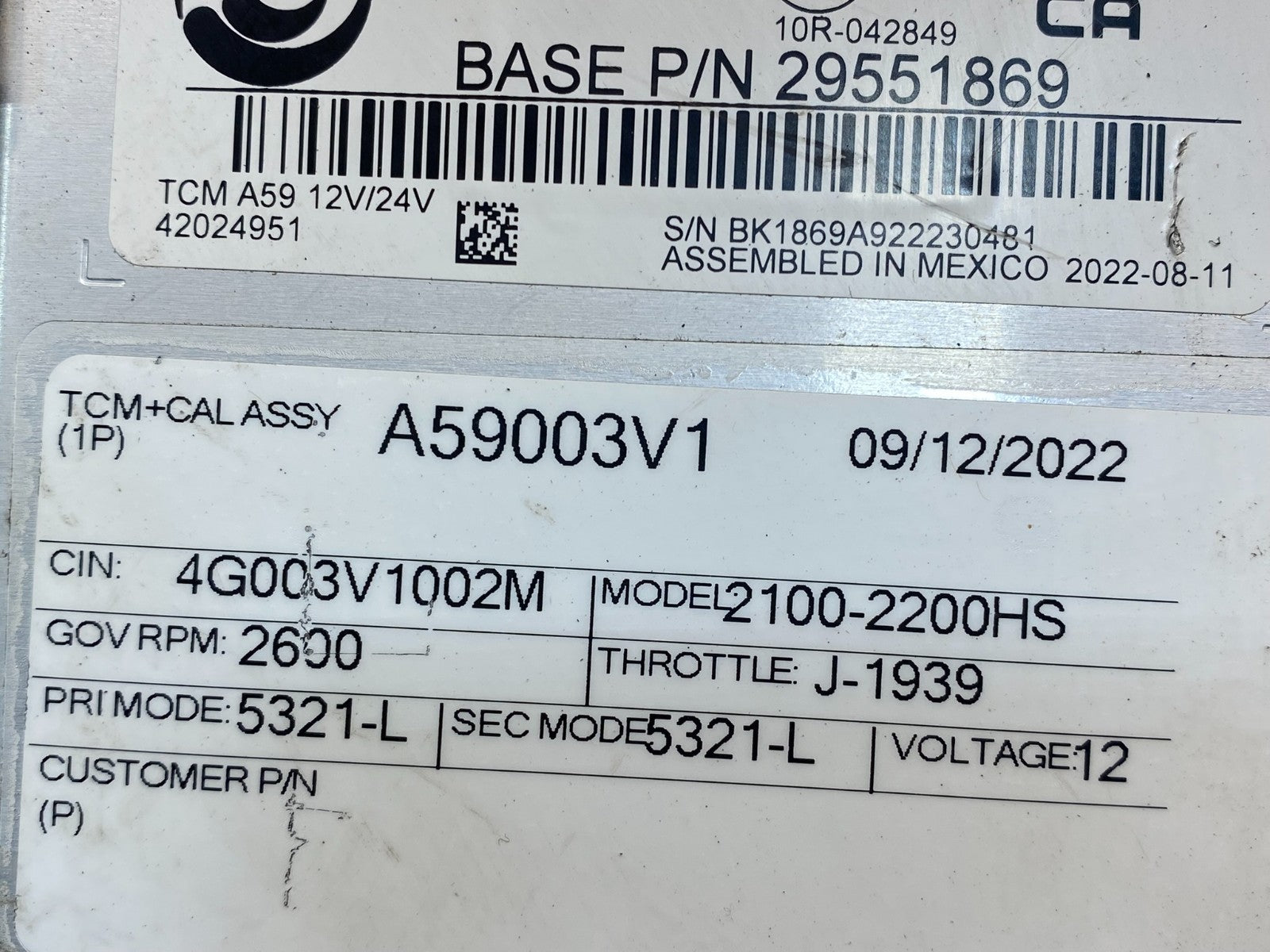 29551869 Allison TCM Transmission Control Module Computer Auto af8908 DG2