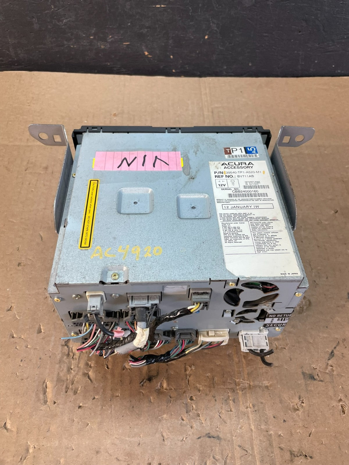 2011 to 2014 Acura TSX Audio Equipment Radio Receiver DVD OEM AC4920 DG6