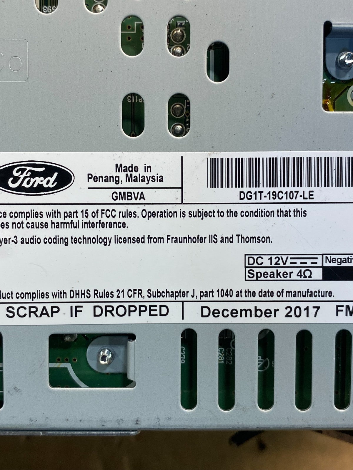 2017 2018 2019 Ford Taurus Radio Stereo CD Player Receiver AM FM Audio AD6558 DG6