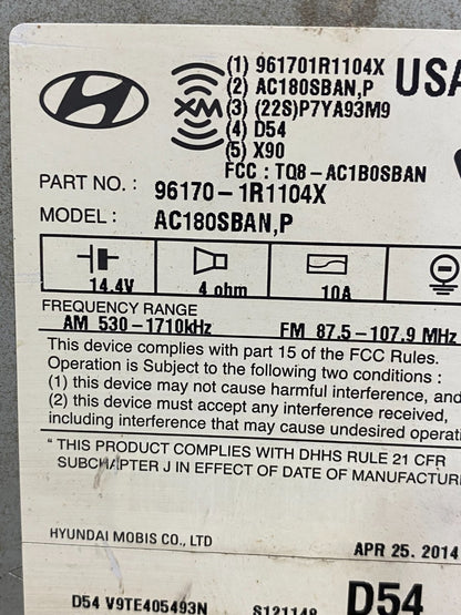 2012 2013 2014 Hyundai Accent Radio Cd Mp3 Player AE7407 DW6