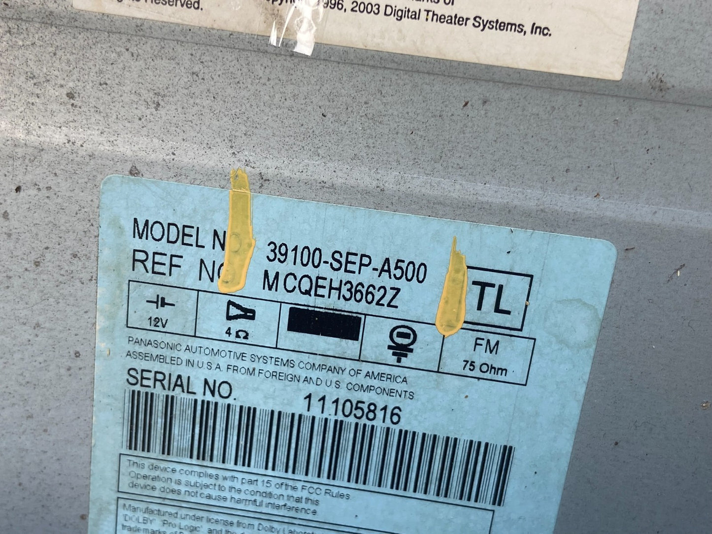 2007 2008 Acura TL Infomation Radio Climate Control ab9321 DG5