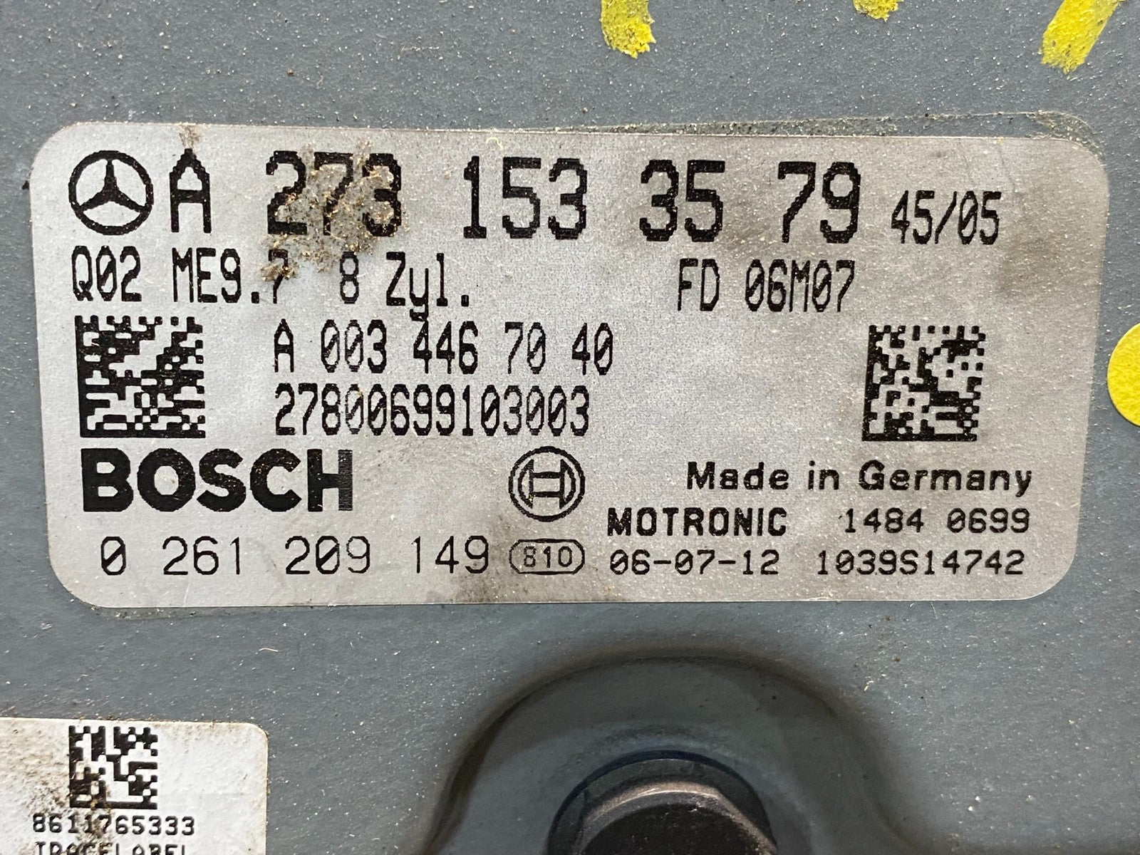 2007 - 2011 Mercedes CL550 S550 ECU ECM Engine Control Module Unit ae0032 DG2