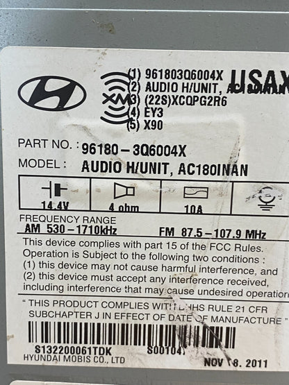 2012 to 2014 Hyundai Sonata Radio CD Player Screen Display ag5999 DG6