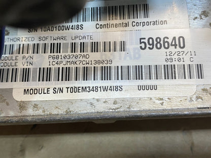 2012 Jeep Liberty 3.7L Engine Control Unit ECU ECM P68103707AD ag3548 DG2
