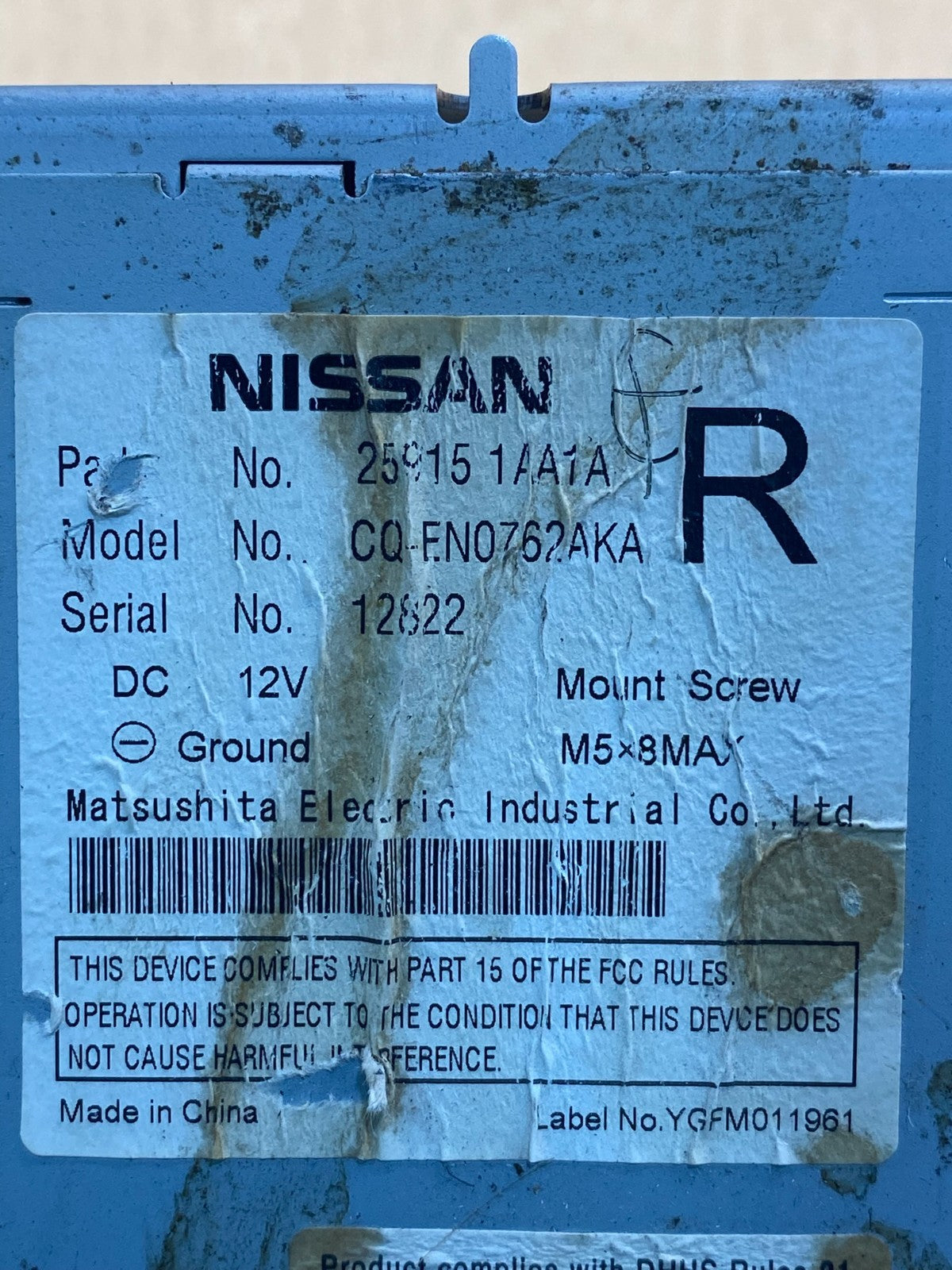 2009-2012 Nissan Murano AM FM CD Player Radio Receiver AG9508 DG6