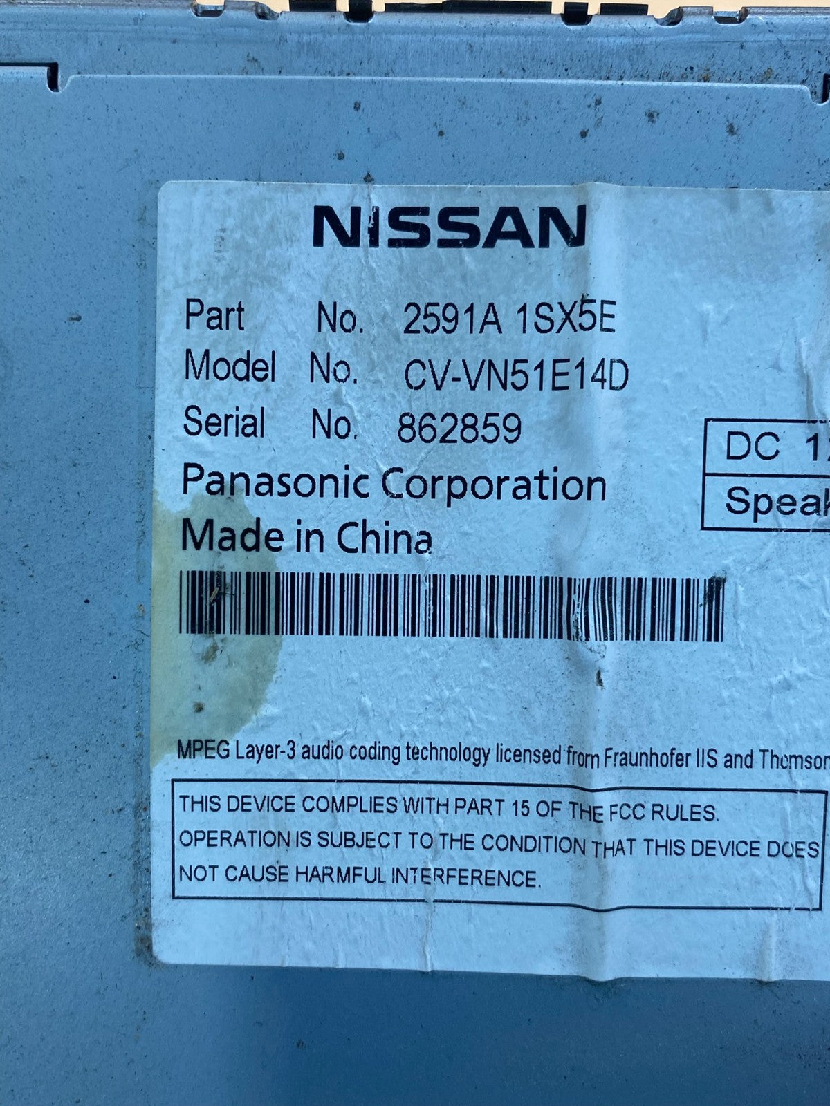 2013 2016 Nissan Pathfinder Radio AM/FM Receiver AD9513 DG6