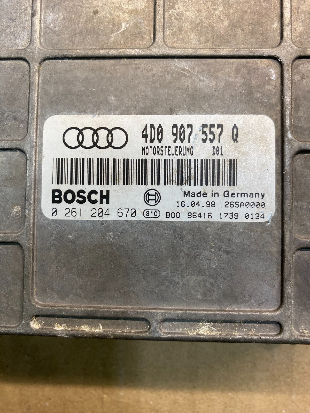 1997 1998 Audi A8 Engine Control Computer Ecu Ecm 4d0907557 AB0519 DG2