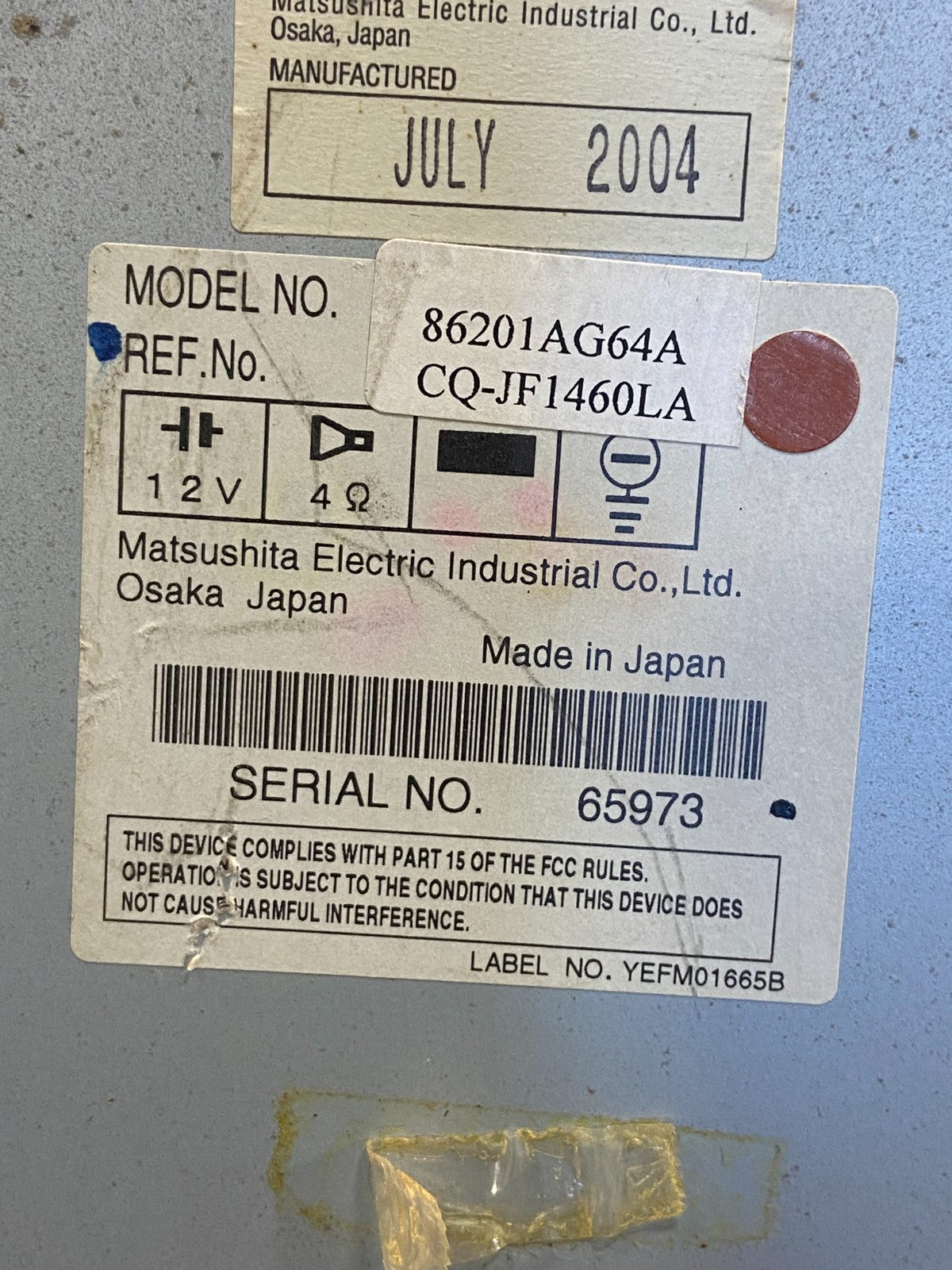 2005 to 2009 Subaru Legacy AM FM CD Radio Climate Control Player AF9393 DG6