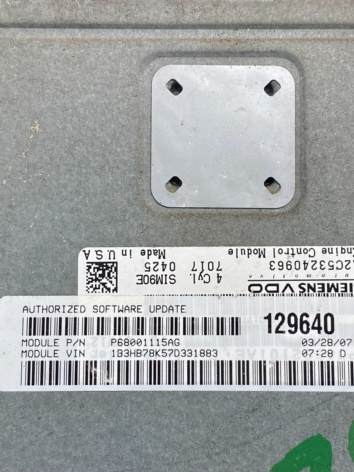 2007 to 2010 Dodge Caliber ECM Engine Computer Module ECU p68001115AG aa7595 DG2