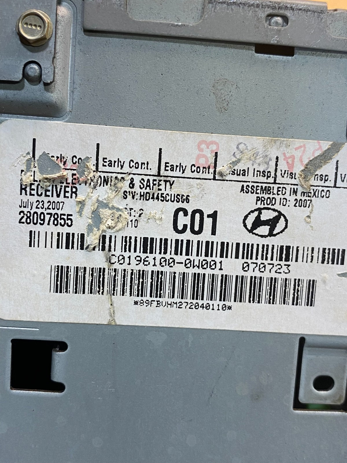 2007 to 2009 Hyundai Santa Fe AM/FM Radio CD Player AF6578 DW6