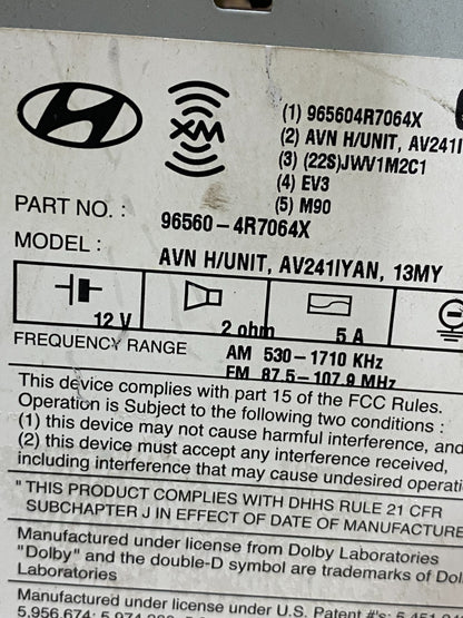 2011 to 2015 Hyundai Sonata Hybrid Radio Navigation Screen Display AE7926 DG6