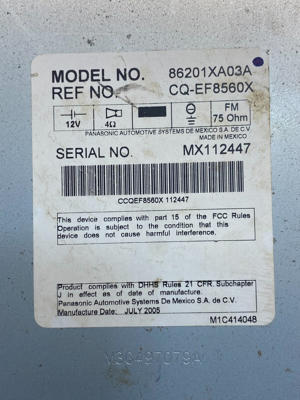 2006 Subaru Tribeca CD Player Radio Receiver Control AH4999 DG6