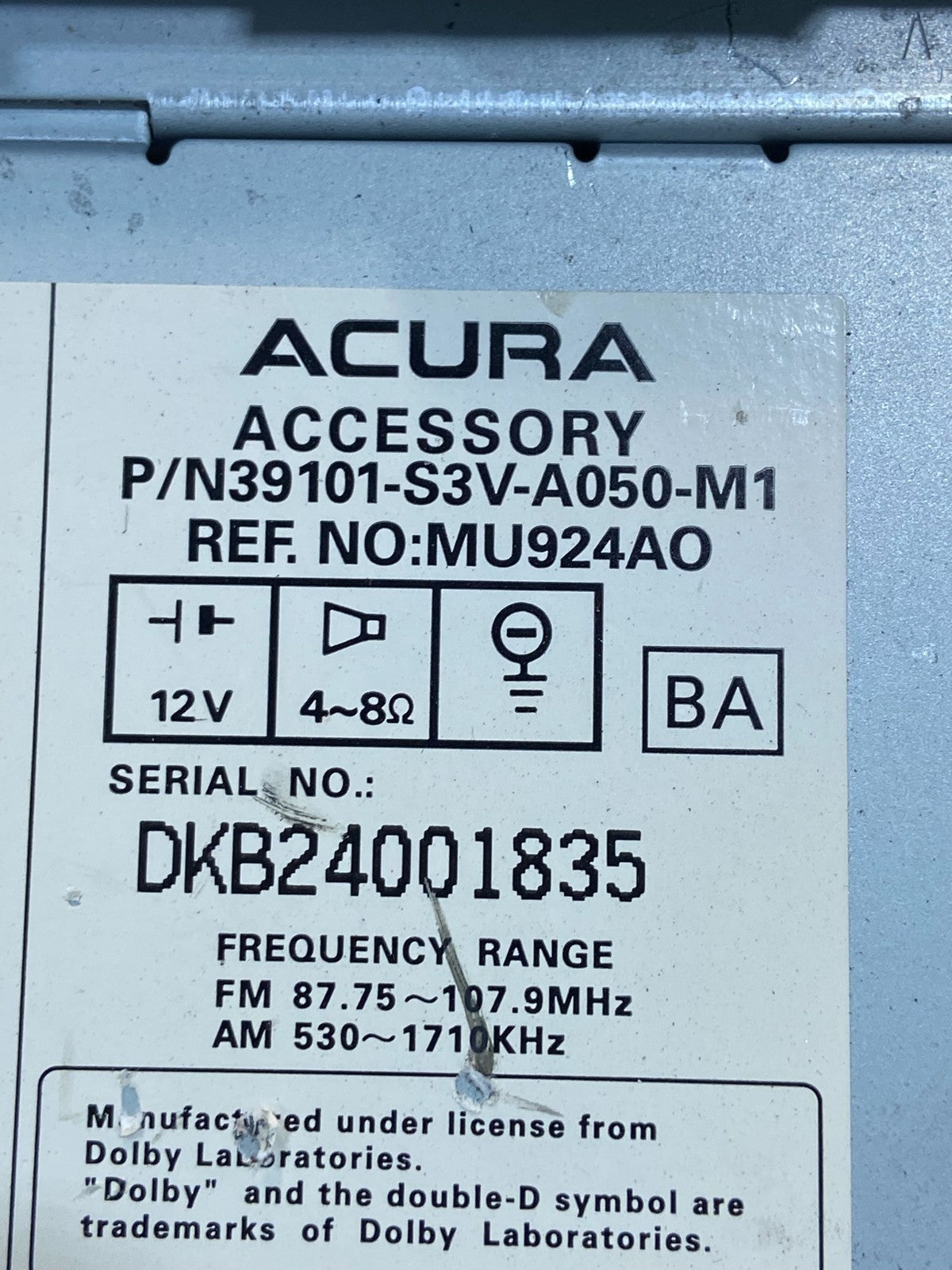 2003 to 2004 Acura Mdx Radio Screen 6 CD Player Climate Control Pan AG1540DG6
