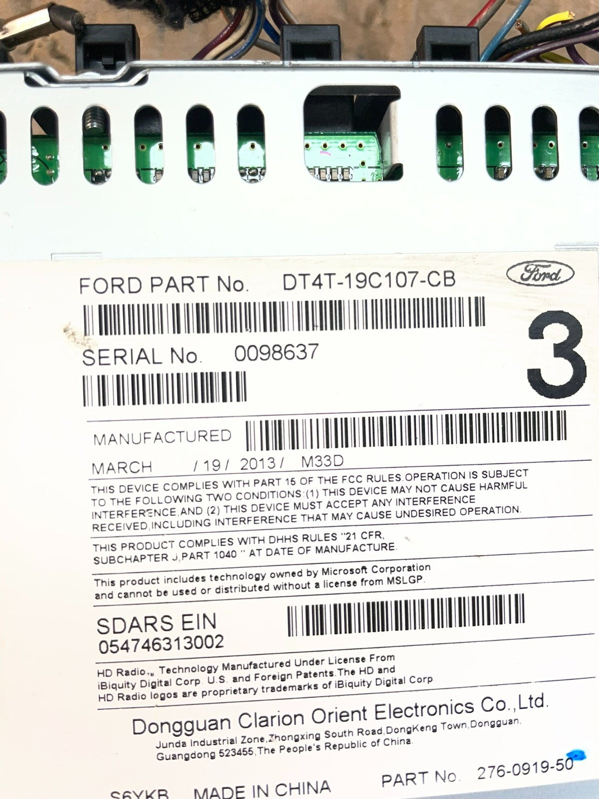 2013 to 2014 Ford Edge AM/FM Radio Reciever OEM ac4930 DG7