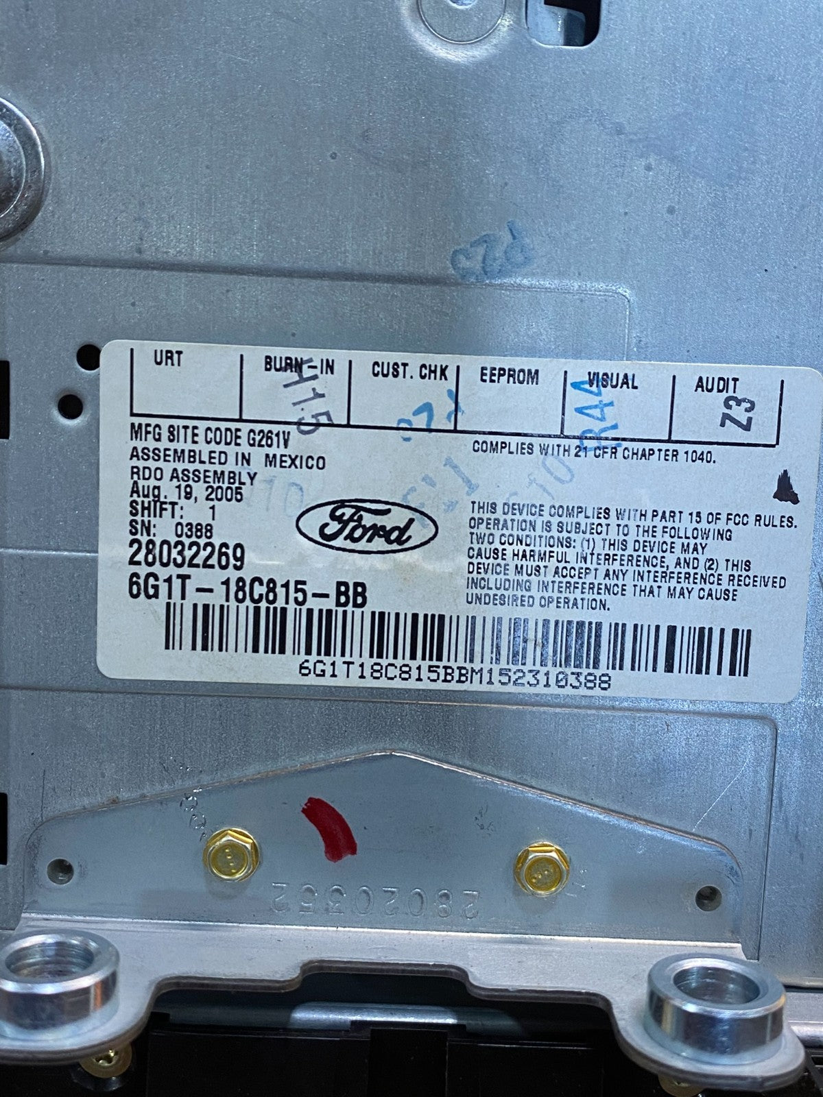 2005 to 2007 Ford Five Hundred Montego Radio CD Player AH4979 DG6