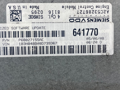2007 to 2010 Dodge Caliber ECM Engine Computer Module ECU AG6153 DG2