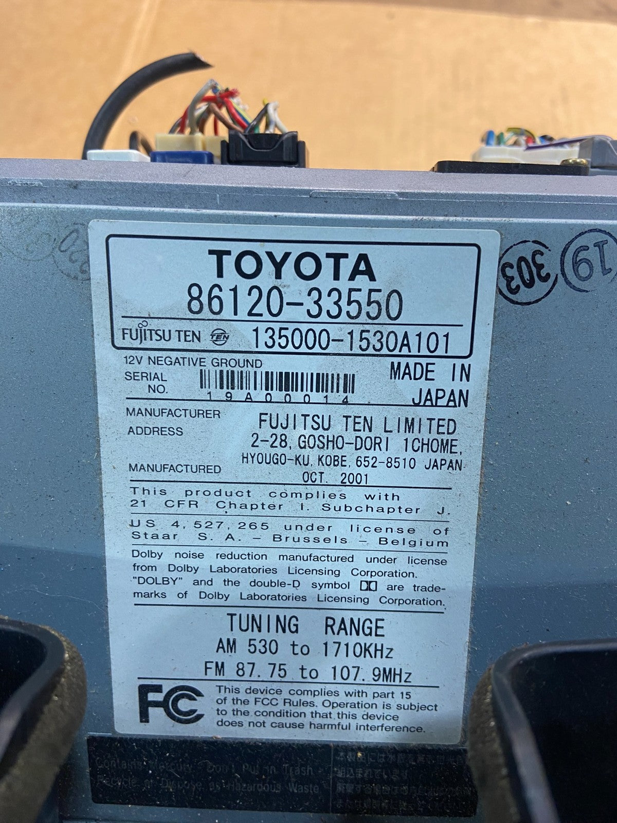 2002-2003 Lexus ES330 Es300 Radio Screen Display Air Vent Bezel OEM Y4003 DG6