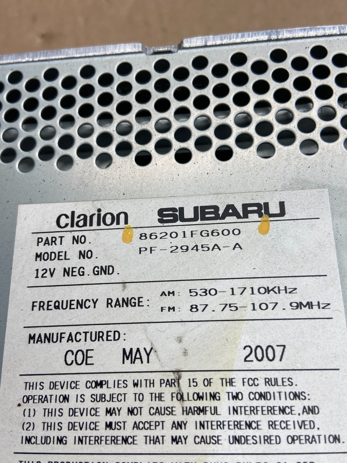 2008 - 2013 Subaru Impreza Radio AM/FM CD Player ai3242 DG5