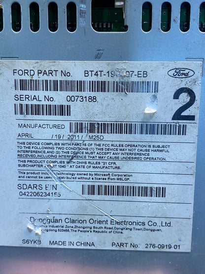 2011 Ford Edge Radio Cd Mechanism Receiver AG7271 DG6