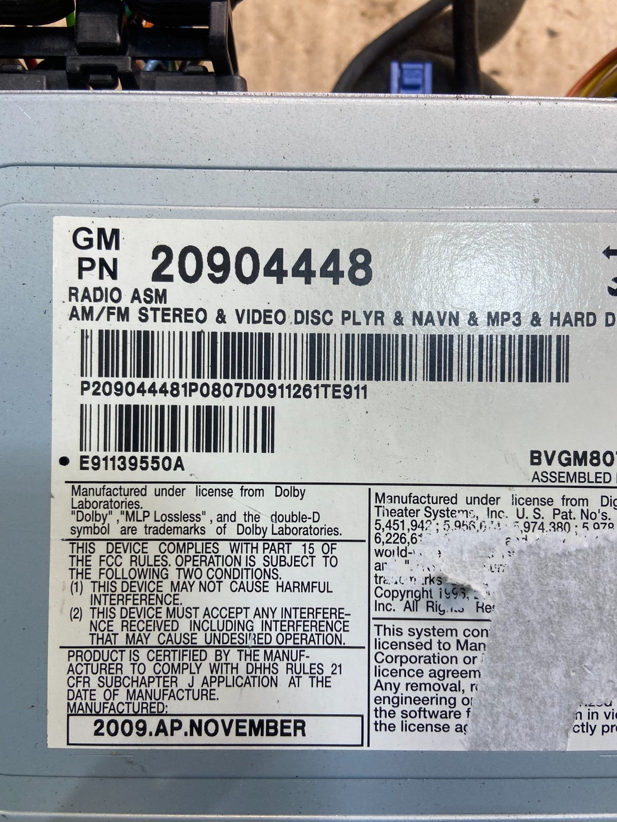 2008 2009 2010 Cadillac CTS Am Fm Cd Player Radio Receiver OEM Y7650 DG6