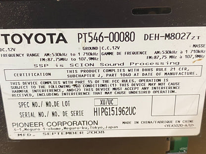 2004 to 2006 Scion TC Pioneer 86120-0W100 CD MP3 Stereo Radio AF7870 DG6