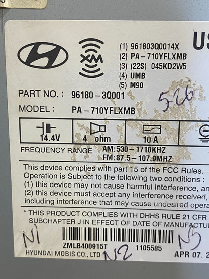 2011 to 2012 Hyundai Sonata Am Fm Cd Player Radio Receiver AG1800 DG6