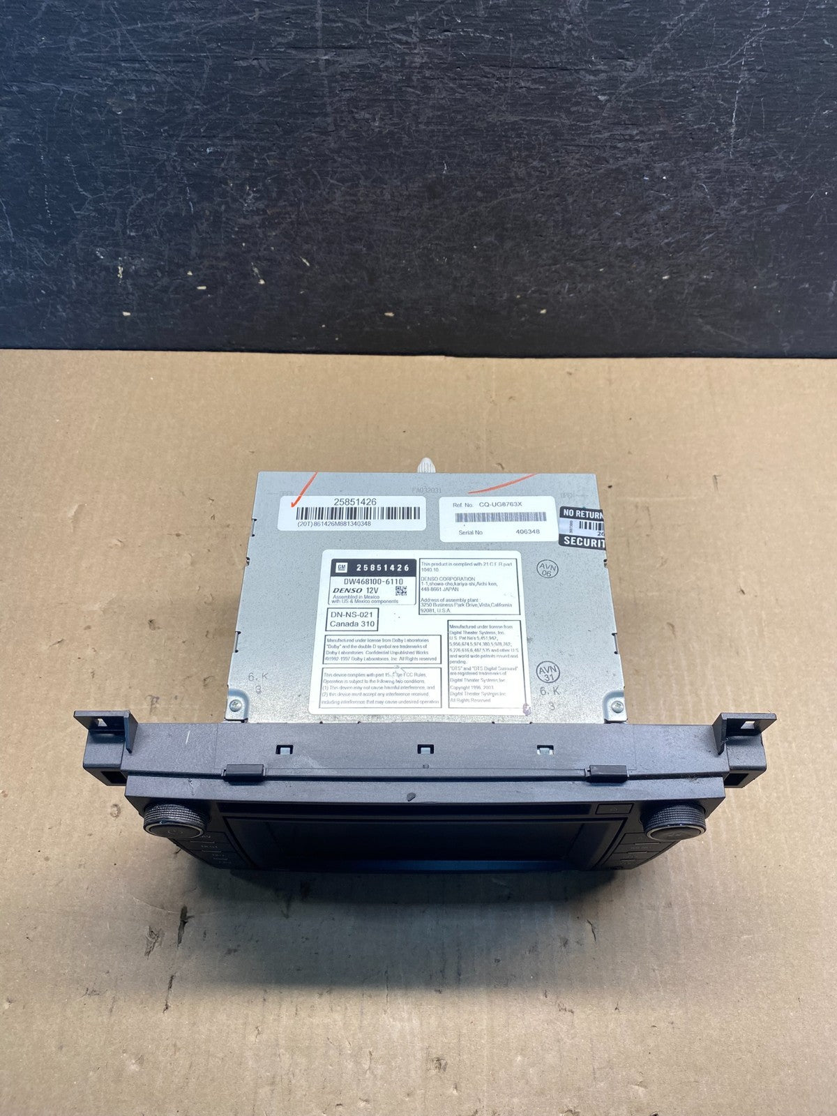 2008 to 2012 Cadillac SRX CTS Audio Radio Screen Display Player AG5995 DG3