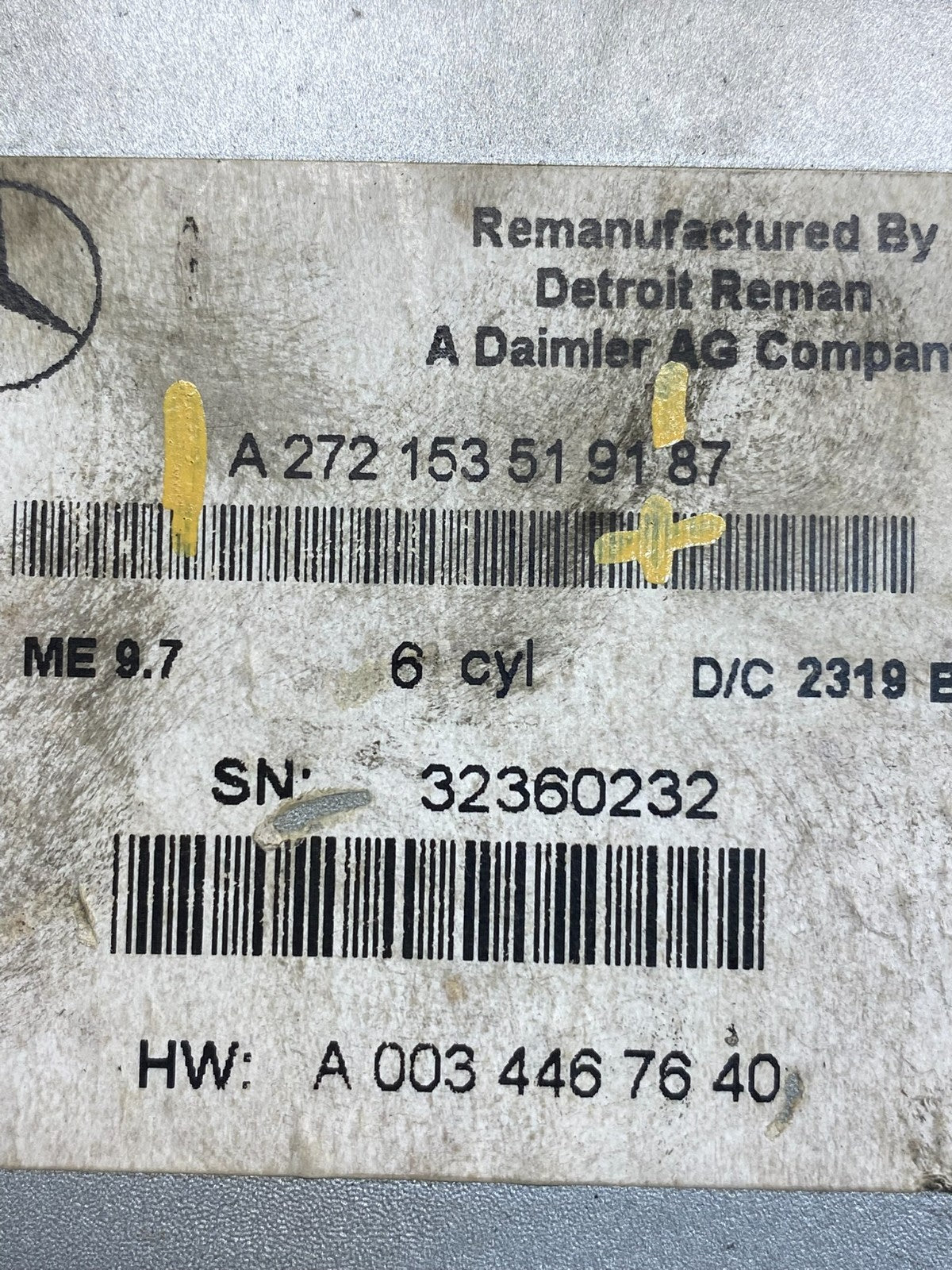 A2721535191 For Mercedes Benz Engine Control Unit Module ECU AD98032