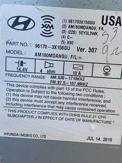 2014 2015 2016 Hyundai Elantra Am Fm Cd Player Radio Receiver AF5579 DG6