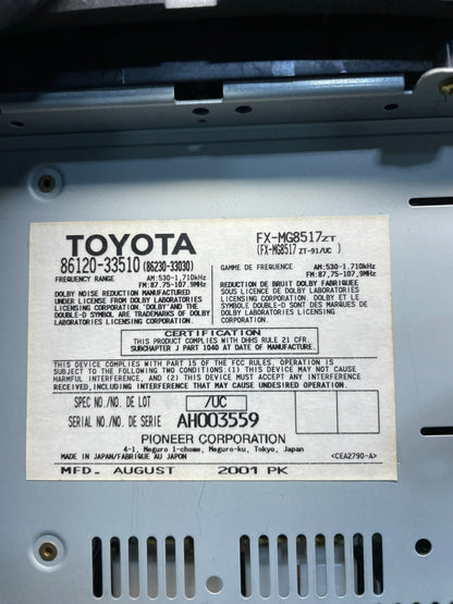 2002 2003 2004 Lexus ES330 Es300 Radio Receiver Tape CD Air Vent OEM  U1561 DG7