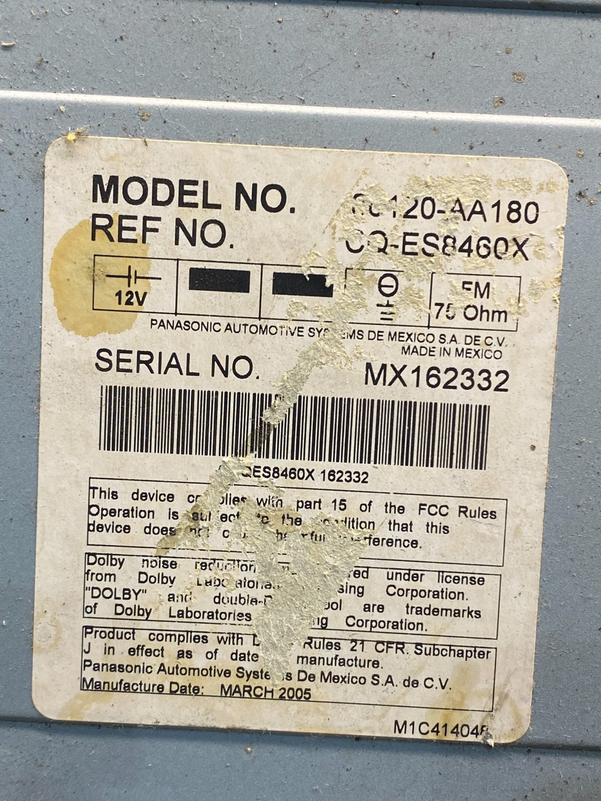 2005 2006 Toyota Camry Radio AM/FM CD Player af7840 DG6