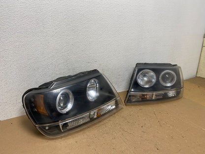 1999 - 2004 Jeep Grand Cherokee Left+Right Set Black LED Headlights x5413 DG2