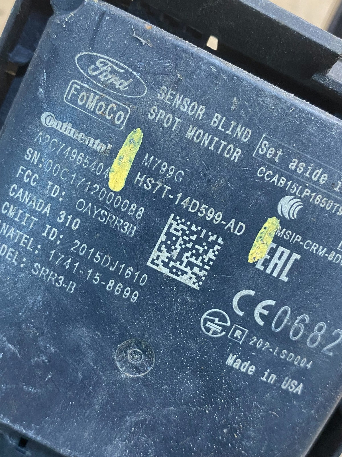 2017-2020 Ford Fusion Right Rear Blind Spot Object Warning Sensor ah7477 DG2