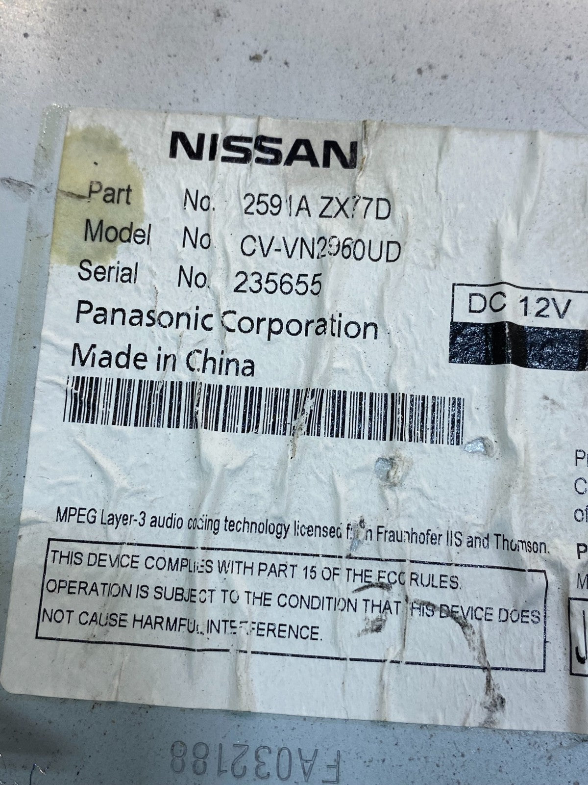 2011 - 2013 Nissan Murano Maxima M35 M37 BOSE Radio CD Navigation AE8169 DG6