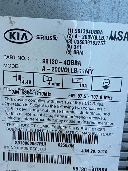 2011 to 2014 Kia Sedona Radio Stereo Receiver AM FM CD Player Sirius AE8168 DG6