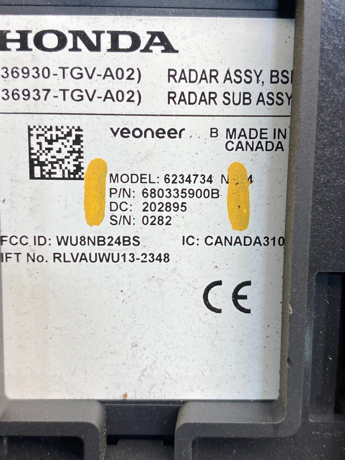 2021 - 2025 Acura TLX Right Passneger Blind Spot Sensor Radar Module AE0127 DG3