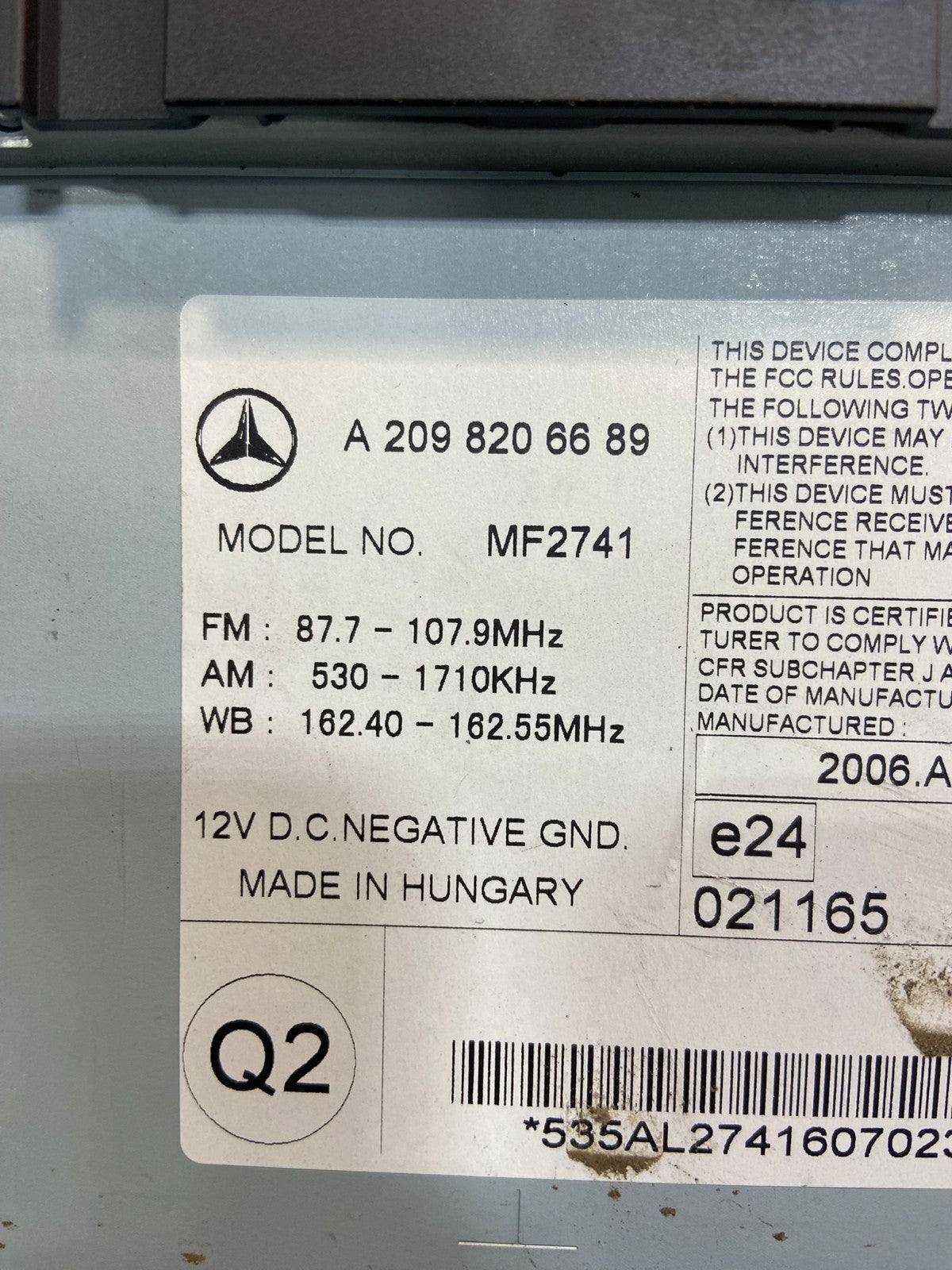 2005-2009 Mercedes CLK320 CLK350 W209 Command CD Player Unit Radio Navi Y7569 DG8