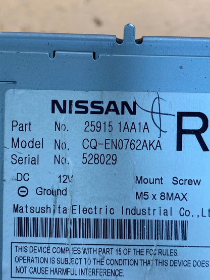 2009-2012 Nissan Murano AM FM CD Player Radio Receiver AC8022 DG6