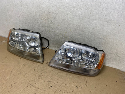 1999 - 2004 Jeep Grand Cherokee Left+Right Set Halogen Headlights AH7653 DW2