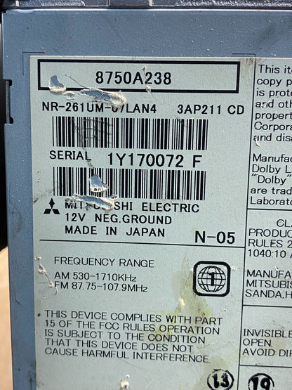 2011-2014 Mitsubishi Outlander Lancer Navigation Radio Display Screen AG3980 DG6