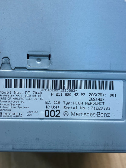 2003 2008 Mercedes E320 E350 Head Screen Display Radio CD Player Stereo AG39786