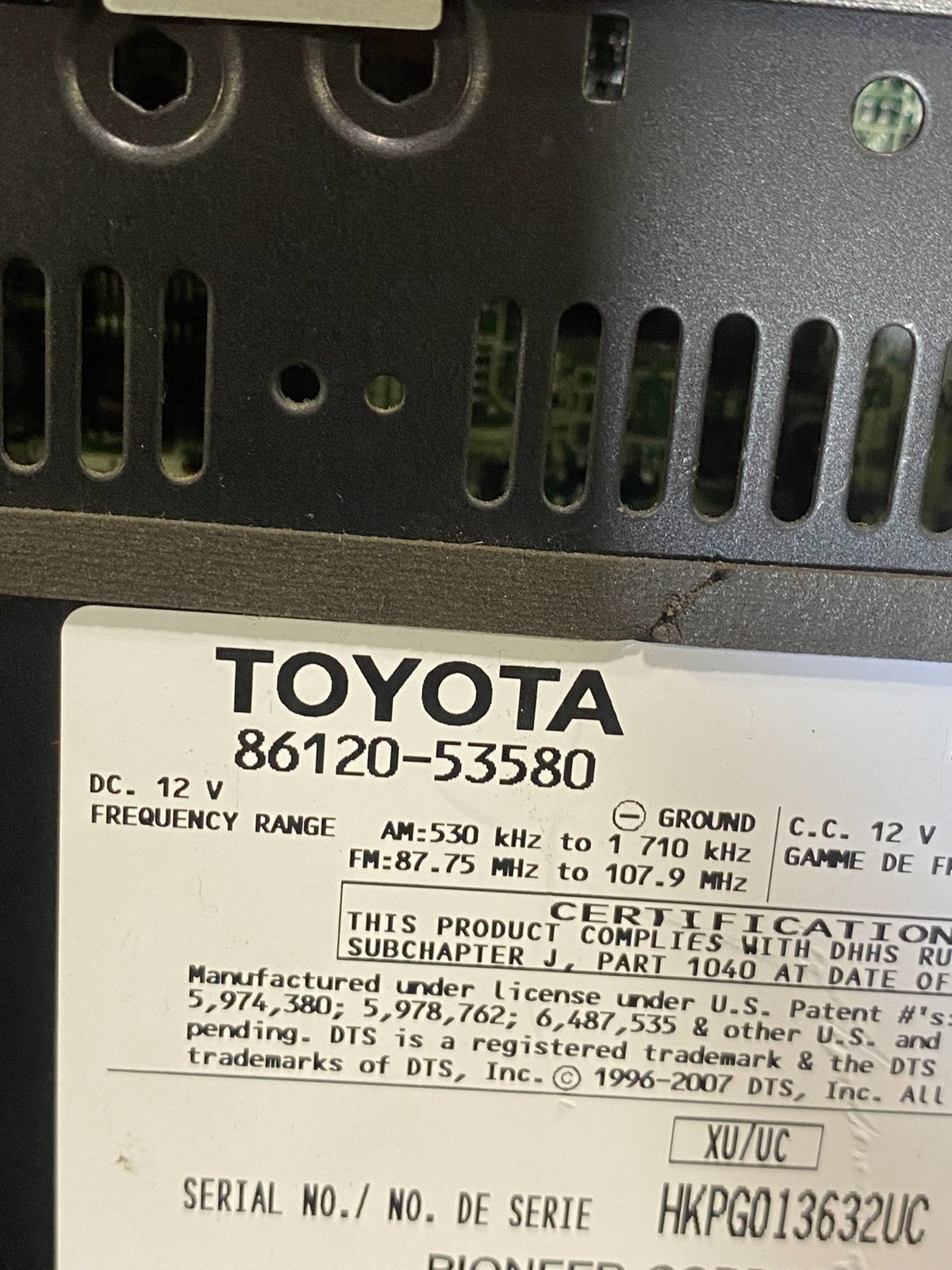 2006 to 2008 Lexus IS250 Screen Radio AM-FM CD Tuner Head Unit AD7323 DG6